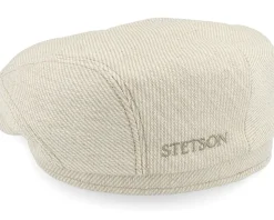 Driver Cap Cotton/Lin Twill Beige/Off White Flat Cap - Stetson
