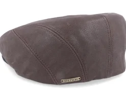 Driver Cap Cowhide Brown Flat Cap - Stetson