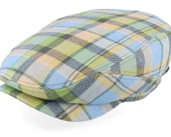 Driver Cap Linen Check Multicolor Flat Cap - Stetson