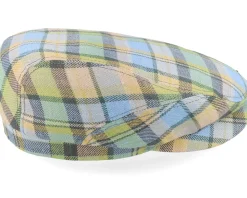 Driver Cap Linen Check Multicolor Flat Cap - Stetson