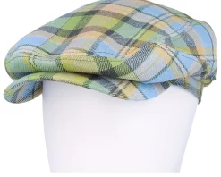 Driver Cap Linen Check Multicolor Flat Cap - Stetson