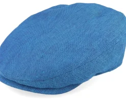 Driver Cap Linen Herringbone Blue Flat Cap - Stetson