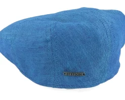 Driver Cap Linen Herringbone Blue Flat Cap - Stetson