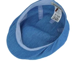 Driver Cap Linen Herringbone Blue Flat Cap - Stetson