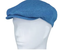 Driver Cap Linen Herringbone Blue Flat Cap - Stetson