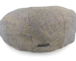 Driver Cap Linen Irregular Check Navy/Yellow Flat Cap - Stetson
