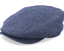 Driver Cap Linen Navy Flat Cap - Stetson