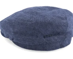 Driver Cap Linen Navy Flat Cap - Stetson