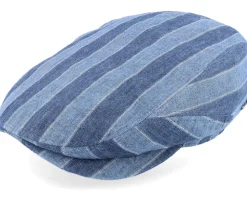 Driver Cap Linen Stripes Blue Flat Cap - Stetson