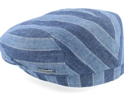 Driver Cap Linen Stripes Blue Flat Cap - Stetson