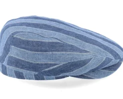 Driver Cap Linen Stripes Blue Flat Cap - Stetson