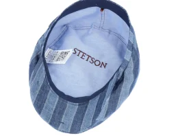 Driver Cap Linen Stripes Blue Flat Cap - Stetson