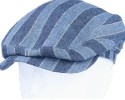 Driver Cap Linen Stripes Blue Flat Cap - Stetson