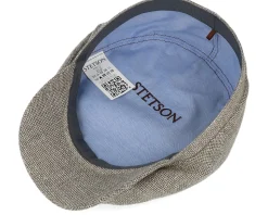 Driver Cap Virgin Wool/Linen Light Grey Flat Cap - Stetson
