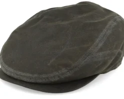 Driver Cap Waxed Organic Cotton Olive Flat Cap - Stetson