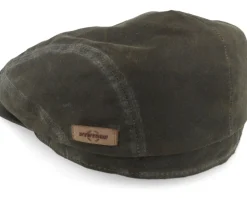 Driver Cap Waxed Organic Cotton Olive Flat Cap - Stetson