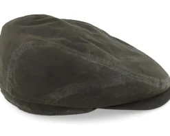 Driver Cap Waxed Organic Cotton Olive Flat Cap - Stetson