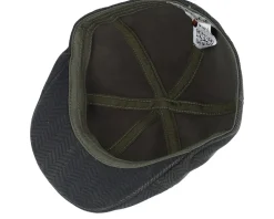 Duck Herringbone Dark Olive Herringbone Flat Cap - Stetson
