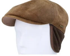 Duck Pigskin Ear Flap Brown Flat Cap - Stetson