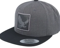 Eagle Black Metallic Patch Charcoal/Black Snapback - Iconic