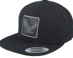 Eagle Black Metallic Patch Black Snapback - Iconic