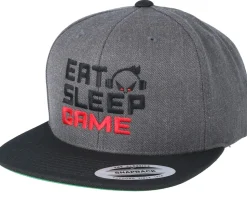 Eat.Sleep.Game Dark Grey/Black Snapback - Gamerz