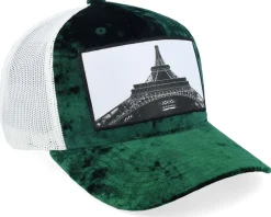 Eiffel Tower Velvet Green/Ivory A-frame Trucker - Calza Pennello
