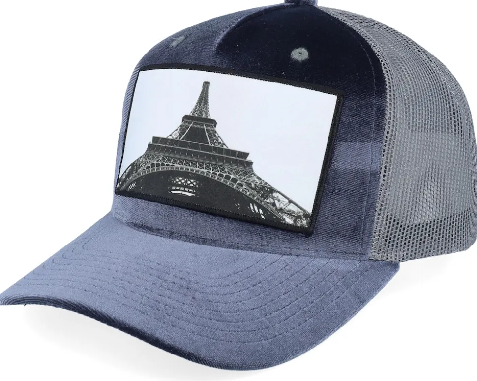Eiffel Tower Velvet Grey/Grey A-frame Trucker - Calza Pennello