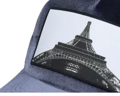 Eiffel Tower Velvet Grey/Grey A-frame Trucker - Calza Pennello
