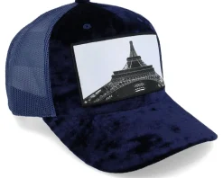 Eiffel Tower Velvet Navy A-frame Trucker - Calza Pennello