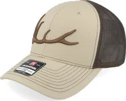 Elk Antler 3d 112 Split Khaki/Coffee Trucker - Hunter