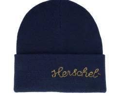Elmer Chain Stitch Beanie Black Iris/Golden Yellow Cuff - Herschel