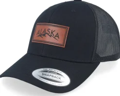 Engraved Alaska Mountain Box Patch Black Trucker - Wild Spirit