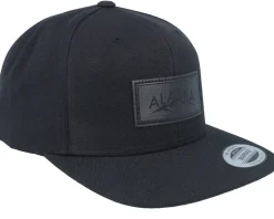 Engraved Alaska Mountain Box Patch Black Snapback - Wild Spirit