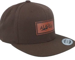 Engraved Alaska Mountain Box Patch Brown Snapback - Wild Spirit