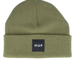 Essentials Box Logo Beanie Olive Cuff - HUF