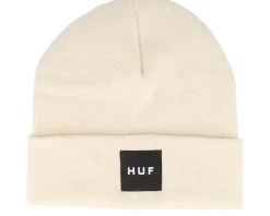 Essentials Box Logo Beanie Natural Cuff - HUF