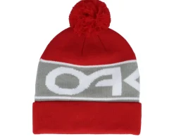 Factory Cuff Beanie Red Line/Stone Gray Pom - Oakley
