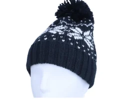 Fair Isle Snowstar® Beanie French Navy/White Pom - Beechfield