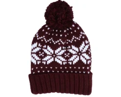 Fair Isle Snowstar® Beanie Burgundy/White Pom - Beechfield