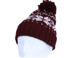 Fair Isle Snowstar® Beanie Burgundy/White Pom - Beechfield