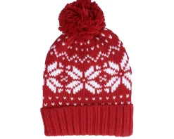 Fair Isle Snowstar® Beanie Burgundy/White Pom - Beechfield