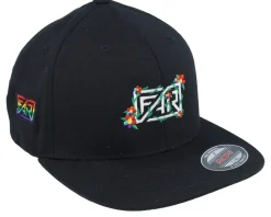 Fair Pride Flowers Black Flat Brim Fitted - Fair