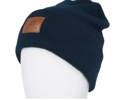 Fake Leather Patch Beanie Navy Cuff - John Deere