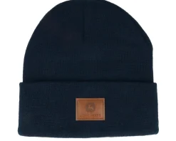 Fake Leather Patch Beanie Navy Cuff - John Deere
