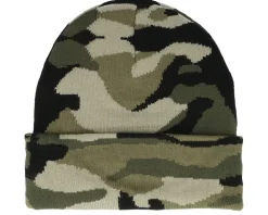 Fake Leather Patch Beanie Camouflage Cuff - John Deere