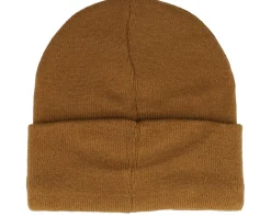 Fake Leather Patch Micro Fleece Lined Beanie Brown Cuff - John Deere