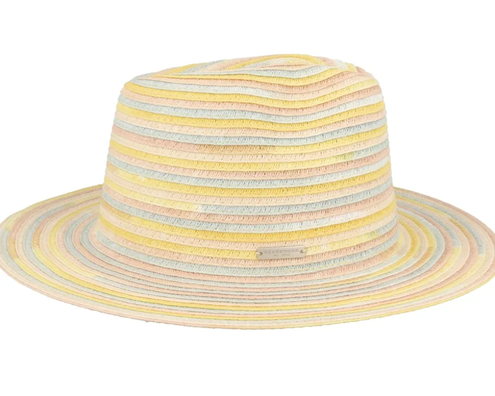 Fedora In Spacedye Paper Braid Powder Red Honey Straw Hat - Seeberger