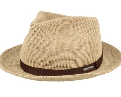 Fedora Raffia Crochet Beige Straw Hat - Stetson