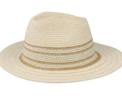 Fedora With Shiny Insert Linen-Gold Straw Hat - Seeberger